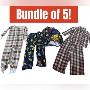 Bundle of 5 Christmas pjs. Kid size 5T